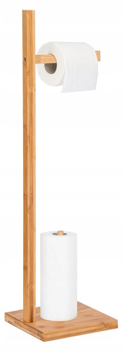 STOJAK NA PAPIER TOALETOWY ZAPAS DREWNIANY UCHWYT BAMBUSOWY DO