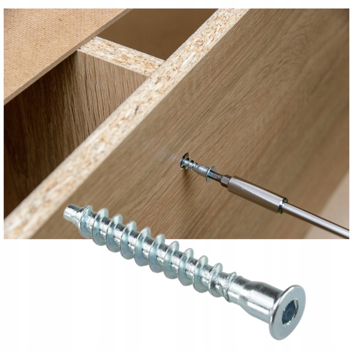 KONFIRMATY WKRĘTY DO DREWNA KONFIRMAT WKRĘT + WIERTŁO 6,4x50 mm ZESTAW