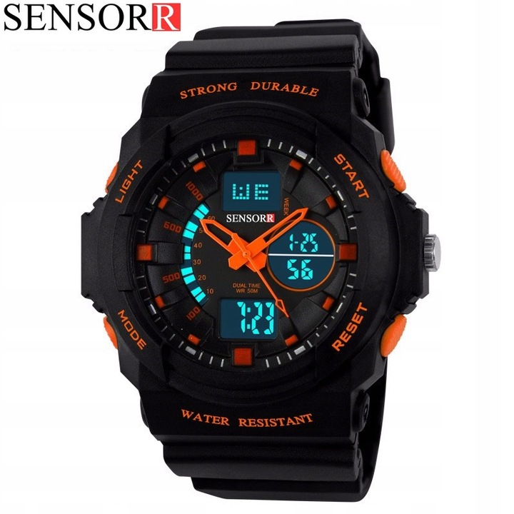 WOJSKOWY ZEGAREK DZIECIĘCY DLA CHŁOPCA S-SHOCK LED NOWY MODEL 2025 SENSORR