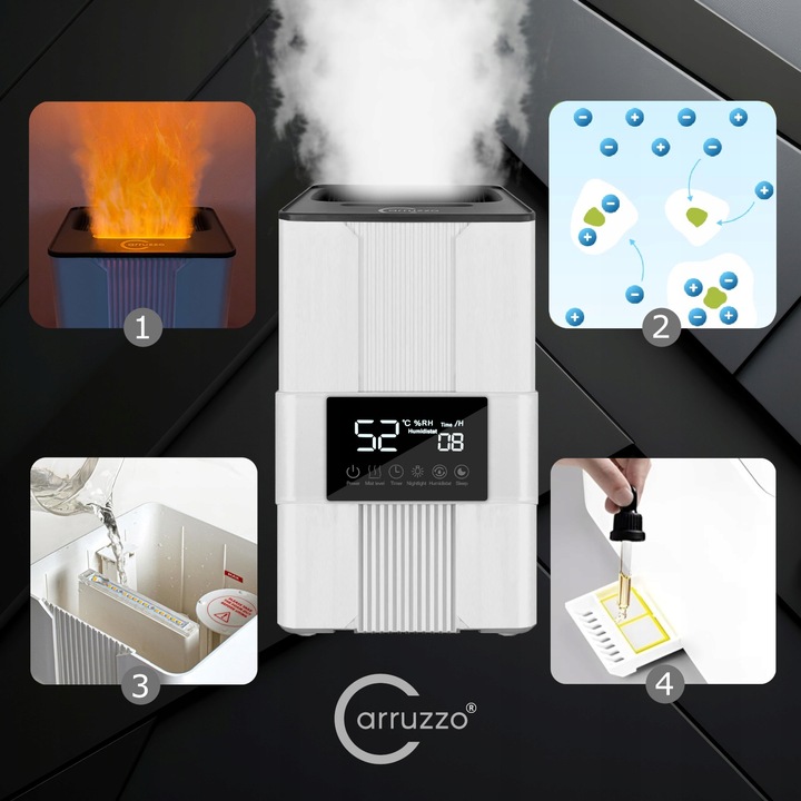 Nawilżacz powietrza AUTOMATYCZNY AROMATERAPIA 5w1 LCD +3 OLEJKI FILTR PILOT