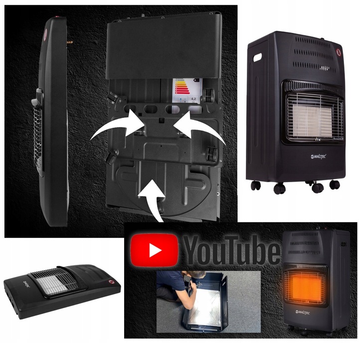 Piec Gazowy na butle 13KG OGRZEWACZ GAZOWY GRZEJNIK MOC 4200W 65m2 REDUKTOR