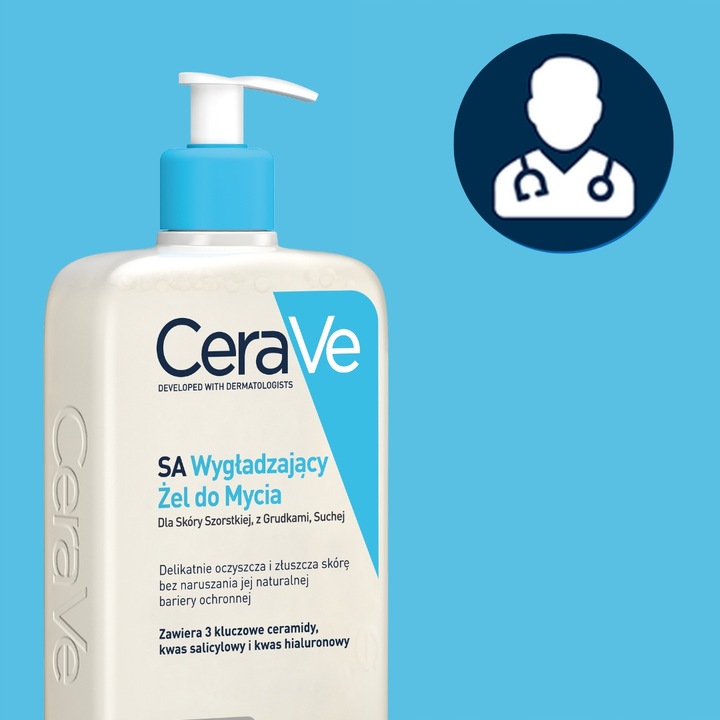 CeraVe SA Żel Wygładzający do Mycia 473ml Dla Skóry Szorstkiej, z