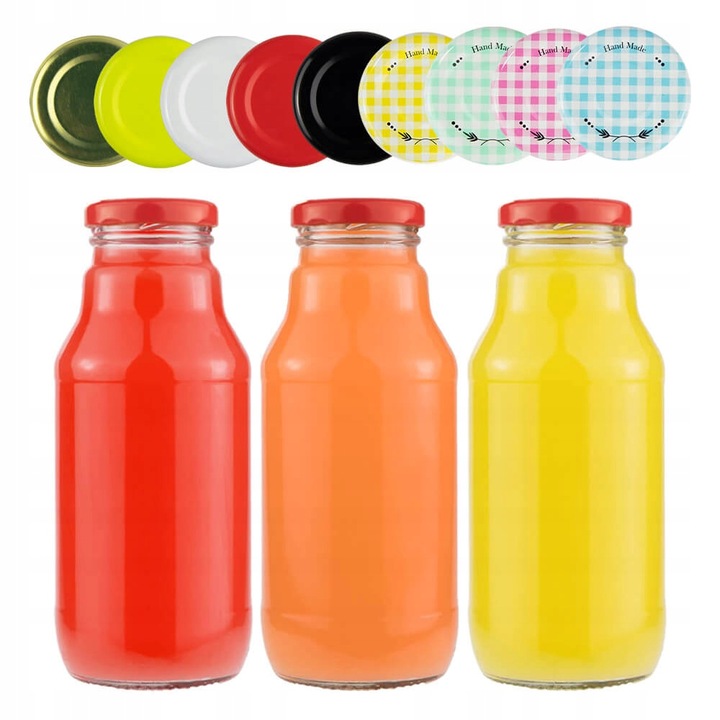 10x BUTELKA NA SOK KUBUŚ SOCZEK 330ml + ZAKRĘTKA BUTELKI SZKLANE NA SYROP
