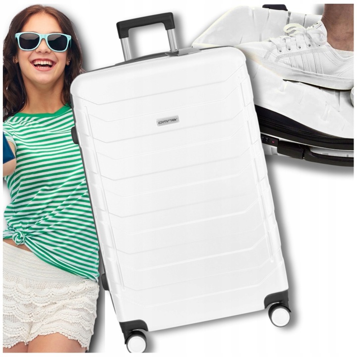 Walizka podróżna na kółkach średnia kuferek poliwęglan dla dziewczynki 63L