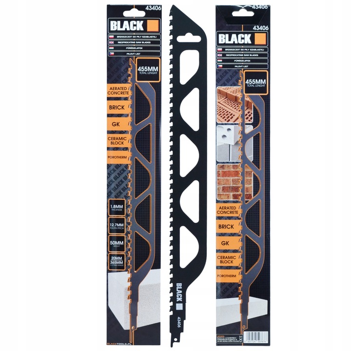 BRZESZCZOT PIŁY SZABLASTEJ 455MM CEGŁA BETON BLOCZEK POROTHERM WIDIA BLACK