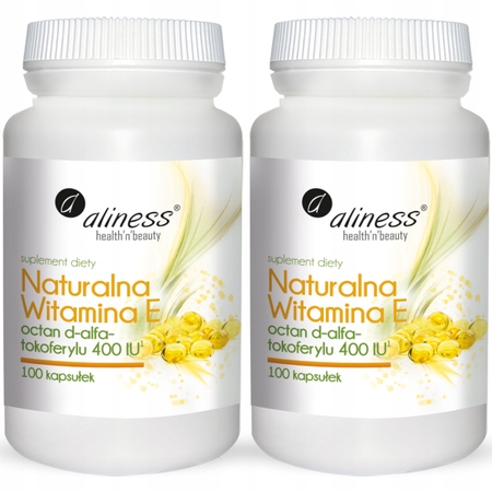 2x WITAMINA E NATURALNA 400 IU 100 kaps ALINESS Procesy starzenia się Wzrok