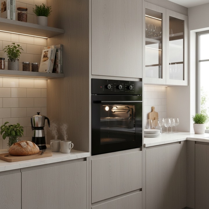 PIEKARNIK DO ZABUDOWY GŁĘBOKOŚĆ 55cm ELEKTRYCZNY 50L CZARNY POKRĘTŁA