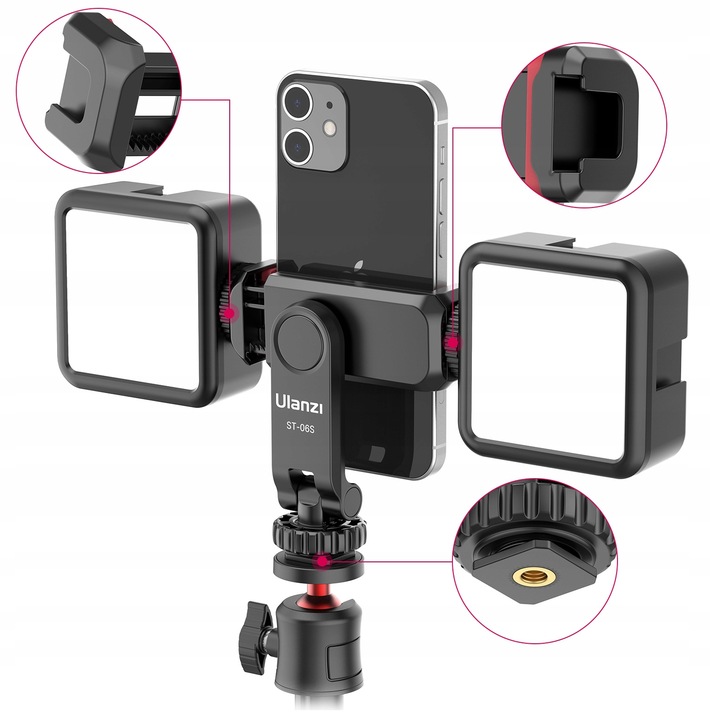 Ulanzi ST-06S Adapter uchwyt statywowy do telefonu + zimna stopka x 2