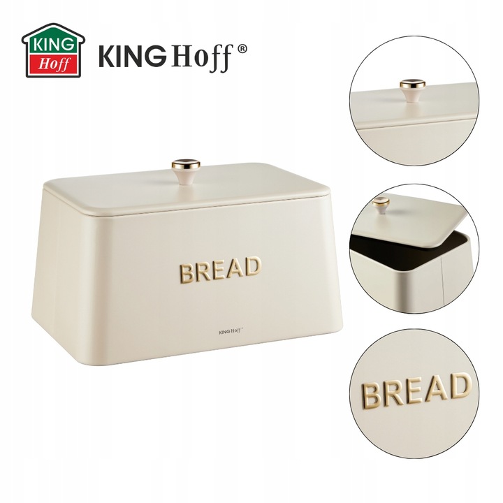 Chlebak KING Hoff KH-1950 kremowy metalowy elegancki design Pieczywo