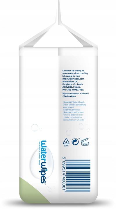 Chusteczki nawilżane 99,9% wody WaterWipes 4x60 dla dzieci biodegradowalne