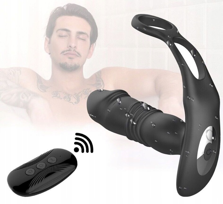 MASAŻER PROSTATY RUCH GÓRA-DÓŁ + RINGI NA PENISA I JĄDRA + MASAŻER KROCZA