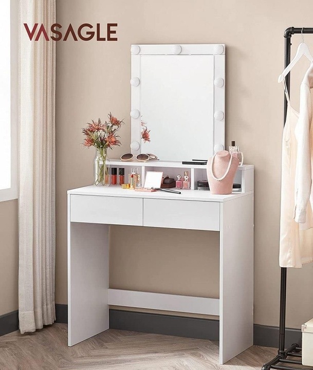 Toaletka biała lustro kosmetyczna oświetlenie 9 LED