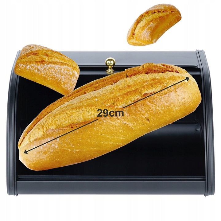 Mały CHLEBAK czarny metalowy pojemnik kuchenny na pieczywo chleb bułki