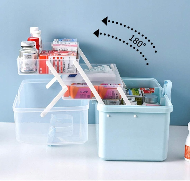 ORGANIZER POJEMNIK NA LEKI KASETKA APTECZKA DWUPOZIOMOWA Z BLOKADĄ DUŻA XXL