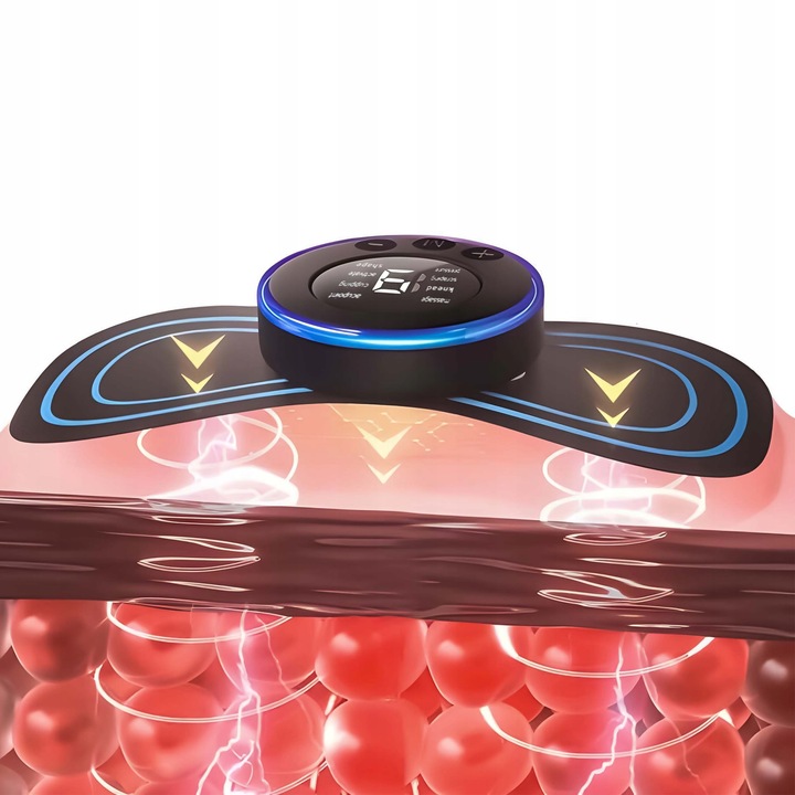 MASAŻER ELEKTROSTYMULATOR SZYI KARKU MIĘŚNI BRZUCHA EMS 8 TRYBÓW USB PILOT