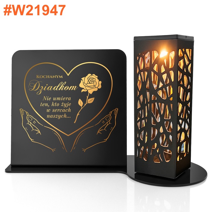 Znicz Solarny Led z Personalizacją na Grób Mamy Taty Babci Dziadka