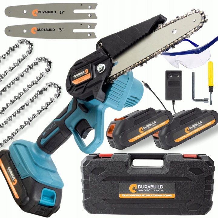 MINI PIŁA ŁAŃCUCHOWA AKUMULATOROWA DO GAŁĘZI 6" OGRODOWA PILARKA 3x