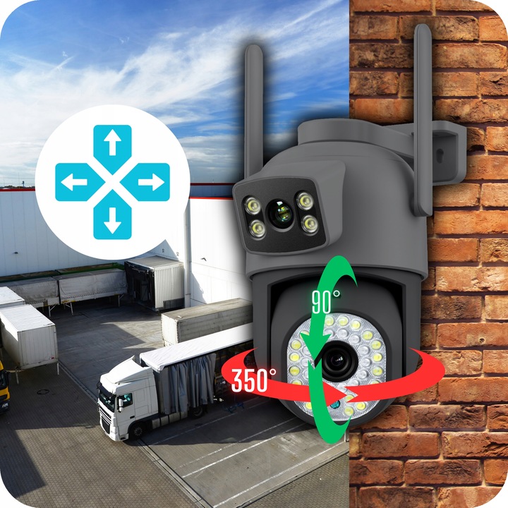 PODWÓJNA KAMERA WIFI IP SMART ZEWNĘTRZNA OBROTOWA 6MPX APLIKACJA ULTRA HD