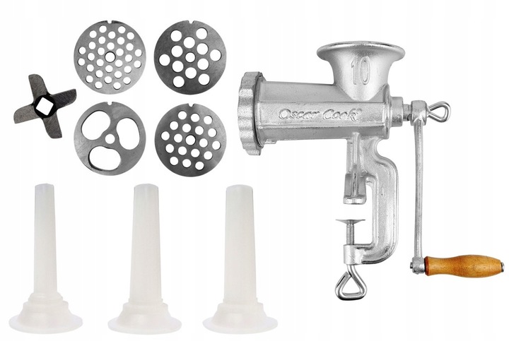 RĘCZNA MASZYNKA do MIELENIA Mięsa Żeliwna nr. 10 Nadziewarka 4 Sita 3