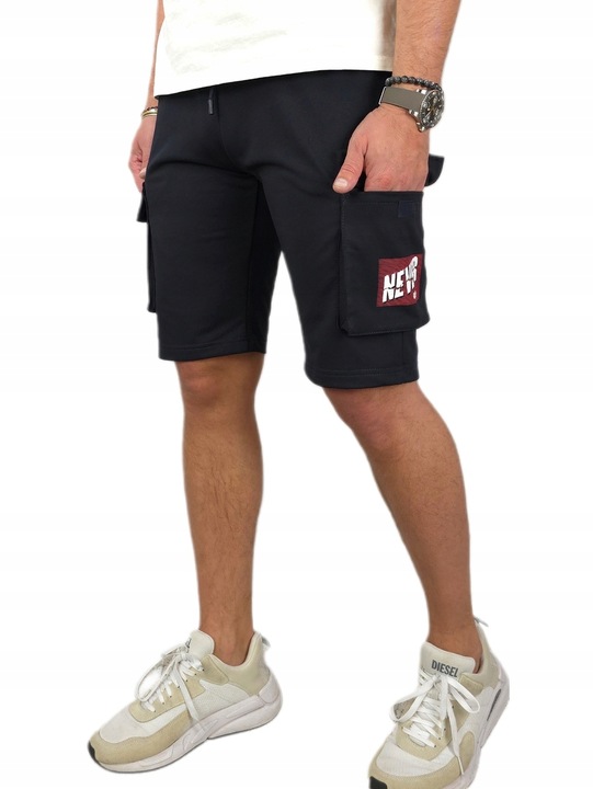 KRÓTKIE SPODENKI męskie DRESOWE bojówki z KIESZENIAMI dresy szorty - r. XL