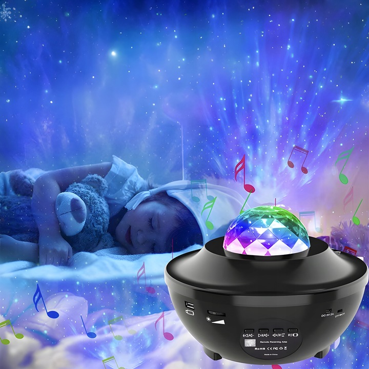 PROJEKTOR GWIAZD RZUTNIK NIEBA LAMPKA NOCNA LED GŁOŚNIK BLUETOOTH + PILOT