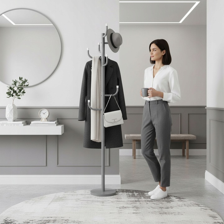 WIESZAK stojący NA UBRANIA kurtki metalowy STOJAK PODŁOGOWY do