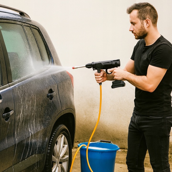 MYJKA BEZPRZEWODOWA CIŚNIENIOWA SAMOCHODOWA AKUMULATOROWA + 2x BATERIA