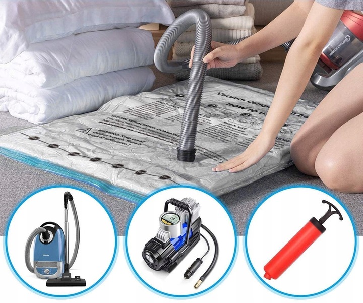 Worki Próżniowe na Ubrania Pościel do Pakowania 14 szt Zestaw + Pompka