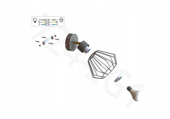 Lampa Ścienna Kinkiet Loft Druciany Ruchomy LED
