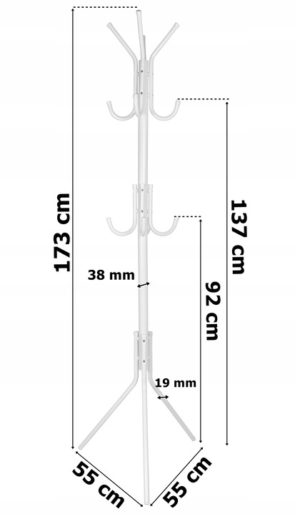 WIESZAK STOJĄCY NA UBRANIA KURTKI STOJAK DO PRZEDPOKOJU PODŁOGOWY