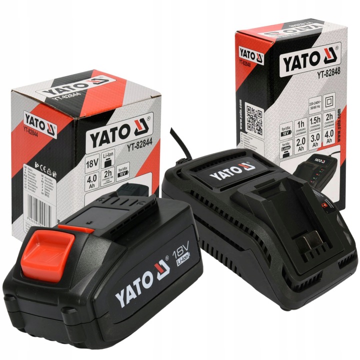 YATO ZESTAW AKUMULATOR BATERIA LITOWO JONOWA LI-ION 4Ah 18V + ŁADOWARKA