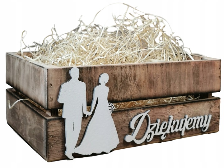 SKRZYNKA DREWNIANA PODZIĘKOWANIE OD PARY MŁODEJ DLA GOŚCI RODZICÓW DZIADKÓW