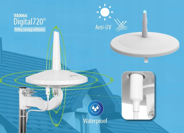 ANTENA DVB-T2 DO TV NAZIEMNEJ DOOKÓLNA AKTYWNA MUX8 LTE COMBO 4K TV VAYOX