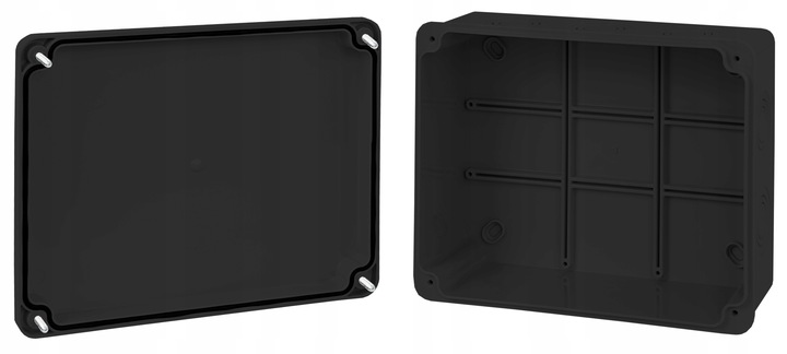 CZARNA PUSZKA INSTALACYJNA HERMETYCZNA ELEKTRYCZNA OBUDOWA 190X150X80