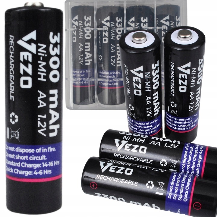 VEZO AKUMULATORKI AA 3300mAh R6 NiMH UNIWERSALNE DO ZABAWEK I PILOTÓW