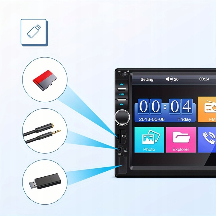 RADIO SAMOCHODOWE BLUETOOTH 2 DIN 7 CALI DOTYKOWY EKRAN USB AUX SD +