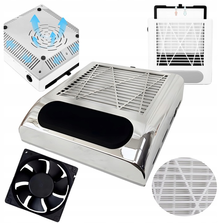 POCHŁANIACZ PYŁU 80W KASETOWY DO PAZNOKCI MANICURE BEZWORKOWY MOCNY +