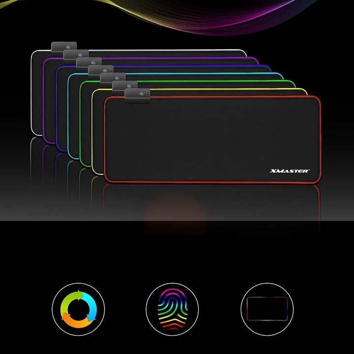 PODKŁADKA POD MYSZKĘ RGB LED GAMINGOWA DUŻA SZEROKA XMASTER XXL