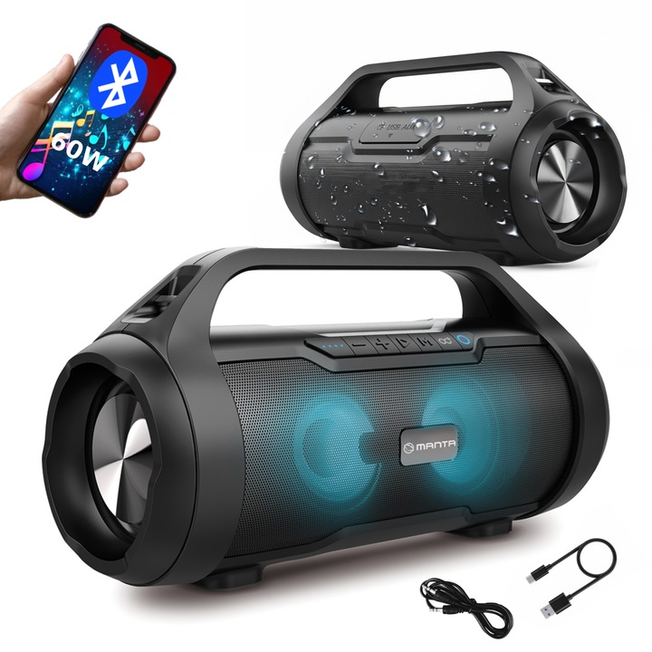 GŁOŚNIK PRZENOŚNY BLUETOOTH BEZPRZEWODOWY USB SD FM MANTA SPK215 AKU