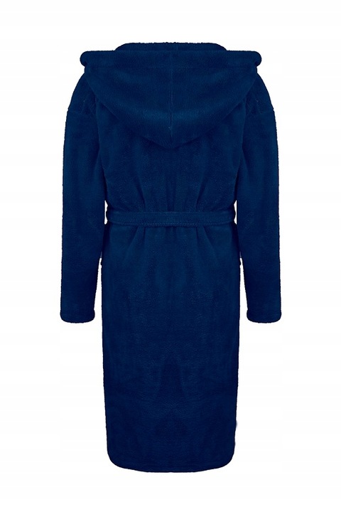 Granatowy szlafrok męski z kapturem ciepły miękki S / M