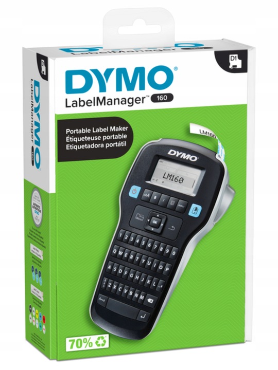 Drukarka etykiet DYMO LM160 Label Manager + taśma D1 45013 12mm biała