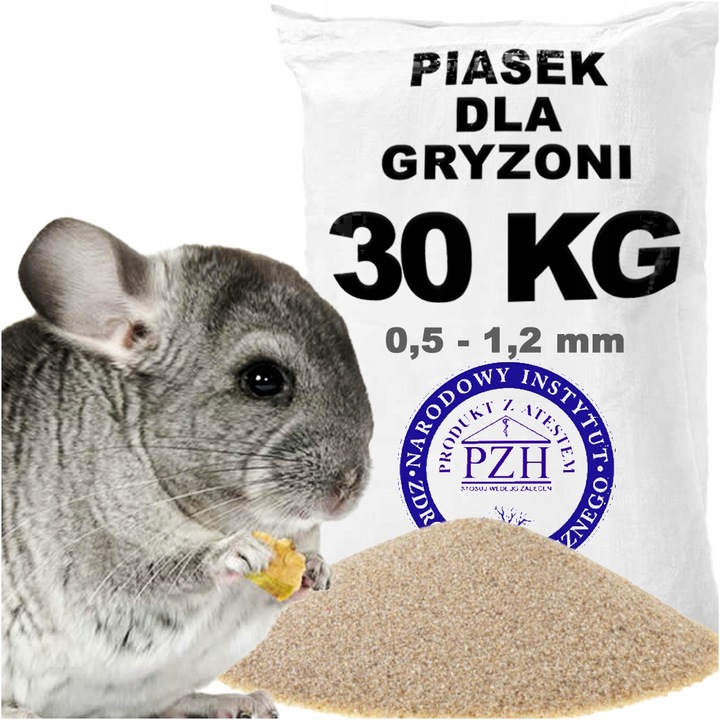 Piasek pył kąpielowy dla szynszyli fretki chomika płukany suchy atest 30KG