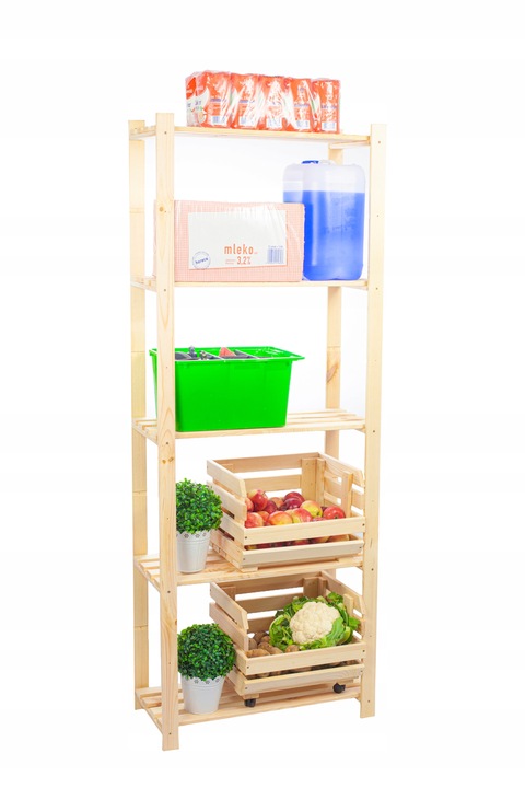 Regał drewniany biurowy garażowy do spiżarni 5 półek 170x80x28,5