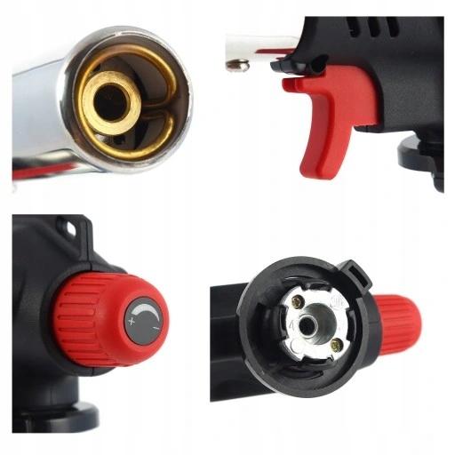 Palnik gazowy na Kartusze Torch Czarno Czerwony M-961C 1300 W + 4 x