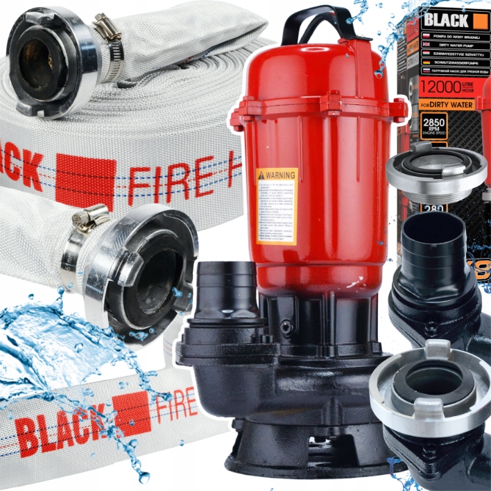 POMPA DO SZAMBA Z ROZDRABNIACZEM WODY BRUDNEJ CZYSTEJ WĄŻ 30M BLACK