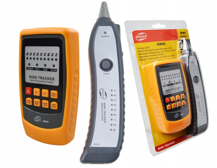 SZUKACZ PAR TESTER PRZEWODÓW DETEKTOR SIECI WIRE TRACKER RJ11 RJ45 ZESTAW