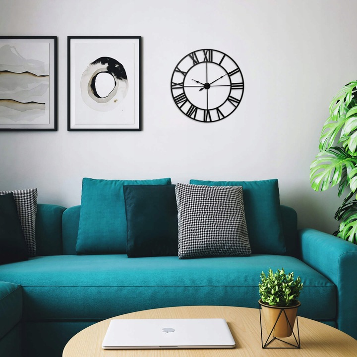 ZEGAR ŚCIENNY RETRO ELEKTRONICZNY CZARNY LOFT RZYMSKI 3D CICHY VINTAGE XXL