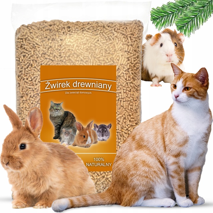 Żwirek drewniany dla kota królika jasny 15kg PACHNĄCY podłoże drewnane