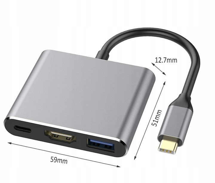 4Apple Przejściówka Adapter 3w1 HUB USB-C HDMI 4K ver2020