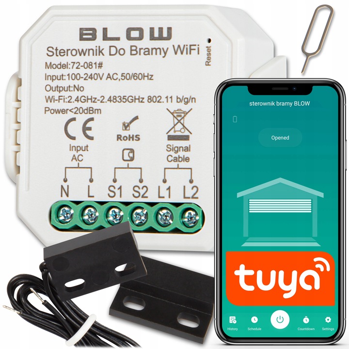 STEROWNIK DO BRAMY GARAŻOWEJ WJAZDOWEJ WIFI Z CZUJNIKAMI TUYA SMART LIFE